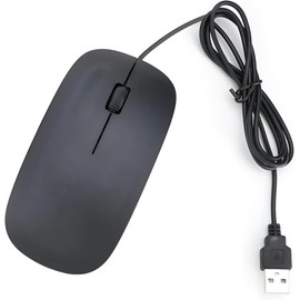 Super Slim Wired USB Optical Mouse - 1600 DPI High-Precision Black USB Mouse with Scroll Wheel for Desktop & Laptop - Ideal for Gaming, Office Work & Business (5 Pcs)