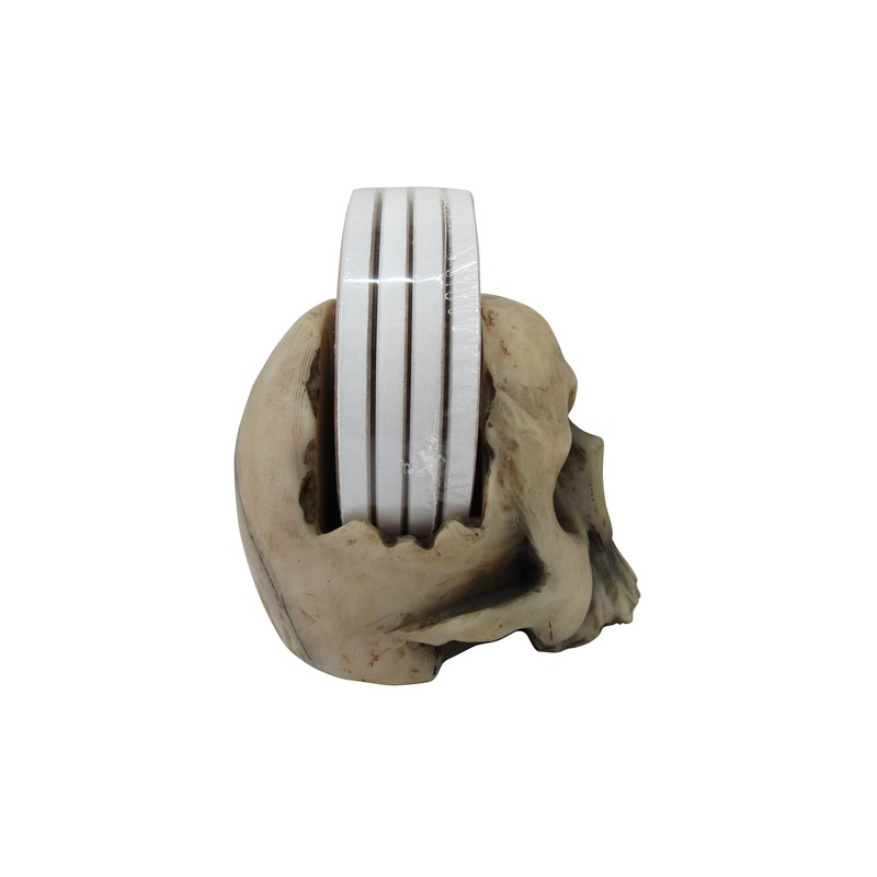 DWK Decorative Skull Holder with Drink Absorbent Coasters | 4