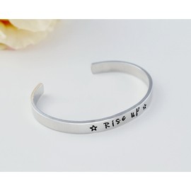 Rise up - Hand Stamped Aluminum, Copper or Brass Cuff Bracelet, Inspiration Motivation Gift for Sorority Sisters Friends, Valentines Birthday Graduation Anniversary
