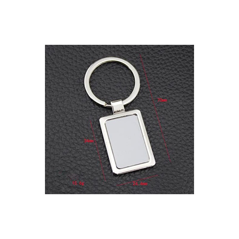 ARFUKA Keyring Stainless Steel Square Tag Pendant Car Key Ring