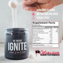 Xwerks Ignite Pre Workout Powder for Men and Women, Natural Preworkout Energy Drink Powder, Gluten Free Keto Formula for Endurance Stamina and Workout Focus, 150 mg Caffeine, 30 Servings, Blue Razz