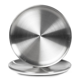 RTIC Anywhere Stainless Steel Plates Set of Two, Stackable, Durable Outdoor Dinnerware, Dishwasher Safe, White