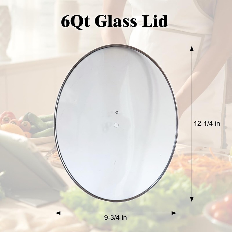 Oval Glass Lid Replacement for 6QT Hamilton Beach Slow cooker