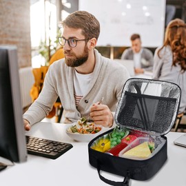 AOSBOS Cool Bag Small 5L Mini Cool Box Men's Lunch Bag Women's Lunch Bag Children Foldable Lunch Bag Thermal Bag Insulated Bag for Work School Car Travel Waterproof Thermal Case Buffer Black