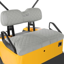 WEIMELL Golf Cart Seat Covers Fit EZGO TXT 1994-2013 Vinyl Leather Front Seat Cover for Ordinary Cushion No Nail Gun Easy to Install & Clean Vinyl Seat Cushion Covers (Grey)