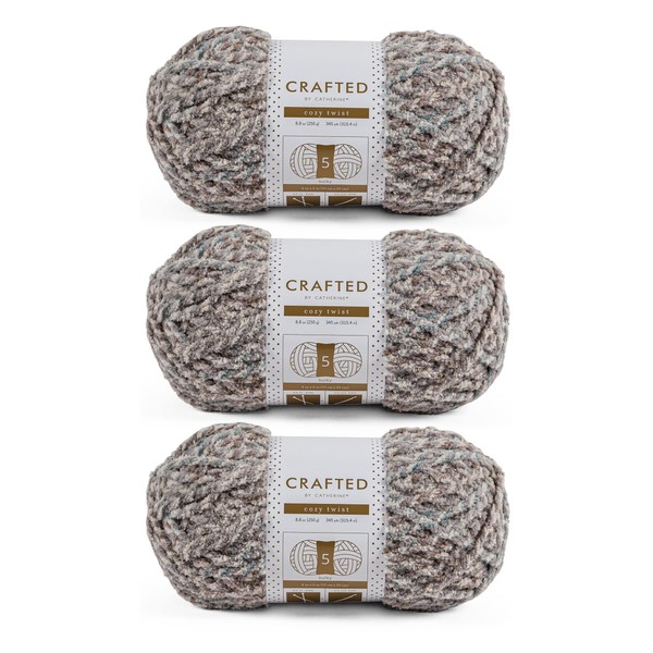 Crafted By Catherine Cozy Twist Yarn - 3 Pack, Grey