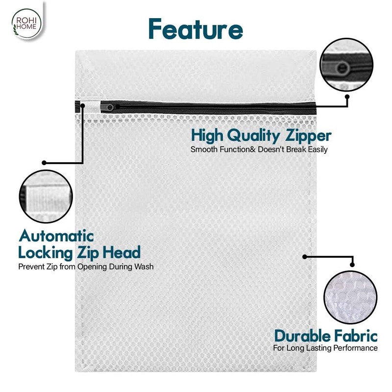 ROHI 8-Pack Mesh Laundry Bags – 4 Large (60x48cm) &