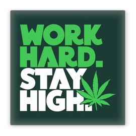 Work Hard Stay High K√ºhlschrankmagnet mit Hanfblattmotiv - Bunte Trippy Magnete - Lustige Deko f√ºr Kiffer - Originelle Geschenkideen - Kreative Wohnaccessoires - Magnet f√ºr gute Laune