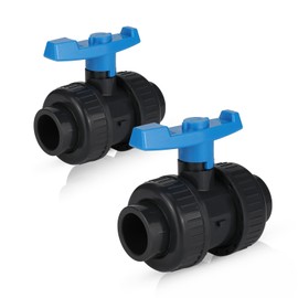(Pack of 2) EFIELD 3/4"Socket x 3/4"Socket SCH 80 PVC True Union Full Port Ball Valve,Gray With Blue Handle(3/4-inch)