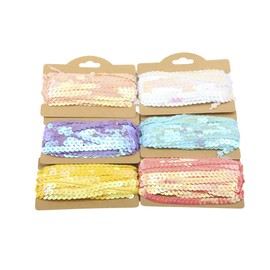 MAHAVIMOKSA Mixed 6 Pastel AB Colors 6mm Flat Sequin Trim String Sequins for DIY Craft Embellishments