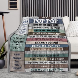 AICLIV to My Pop Pop Blanket 60"X50" - Best Gifts for Pop Pop from Grandkids, Poppop Gifts for Birthday Father's Day Christmas, Soft Warm Cozy Throw Blanket for Pop-pop