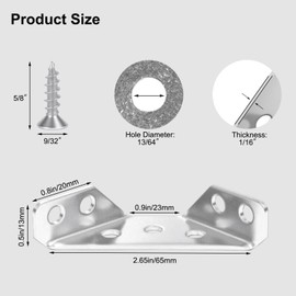 12 Pack Universal Stainless Steel Furniture Corner Connectors with Screws – Heavy Duty Triangular Brackets for Wood Furniture, Cabinets, Tables, Chairs, Drawers, and Shelving 84 Screws