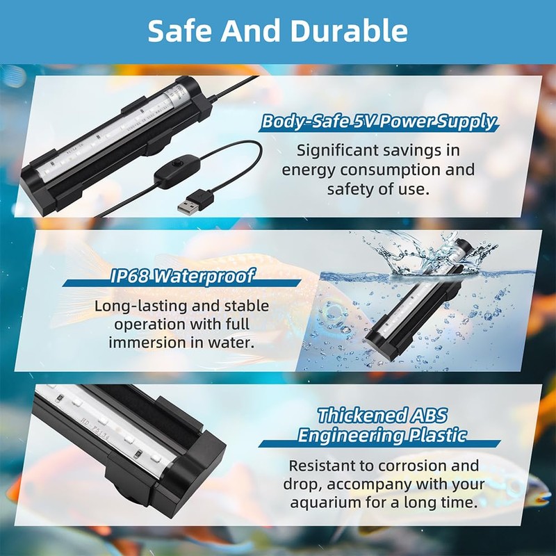 DaToo Submersible Aquarium Light 6Inch Fish Tank Light Bubbler Wall