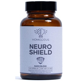 Homodeus Neuro Shield NADH Blend | Suplemento de Protección Neuronal | Con Melena de León, Bacopa Monnieri, L-Tirosina, CoQ10, Resveratrol, NAD, Colina y Complejo B | Prevención de Problema Mental