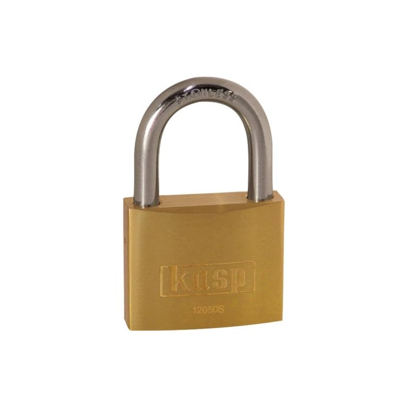 Kasp K12050SD Brass Padlock 50 mm Stainless Steel Shackle, Gold
