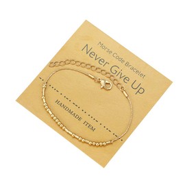 Morse Code Bracelets for Women, trendy simple beaded Gold plated adjustable inspirational bracelets for teen girls birthday Christmas jewelry gifts (Gold)