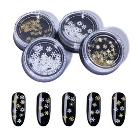 CHGCRAFT 4Boxs 2 Colors Metal Nail Art Glitter Flakes Decorations 3D Snowflake Theme Nail Nail Art Glitter Decorative Set Accessories DIY Accessories for Lovers of handmade nails Silver and Golden