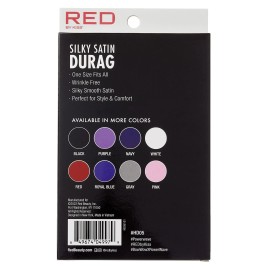 Kiss Red Durag Silky Satin White Extra Long Tails (Pack of 12)