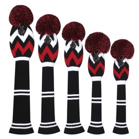 Scott Edward Knit Golf Club Cover for Woods and Driver Set of 5 Head Covers Protect Driver Wood(460cc) 1 Fairway Wood2 and Hybrid/UT2 with Rotating Club Number Tags