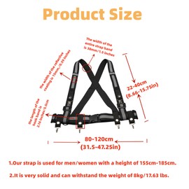 Amykite Shopping Bags Carry Bag, Tool Belt Braces for Men, Can Carry 18 Pounds, Hands-Free Concept for Safe Carry, Shopping, Courier, Truck Driver etc. (Black)