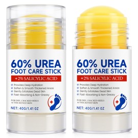 2PCS Urea Cream Stick 60% + 2% Salicylic Acid, Heel Balm for Dry Cracked Feet, Callus Remover & Exfoliating Moisturizer, Fast-Absorbing Foot Cream Stick for Rough Heels, Hands & Knees