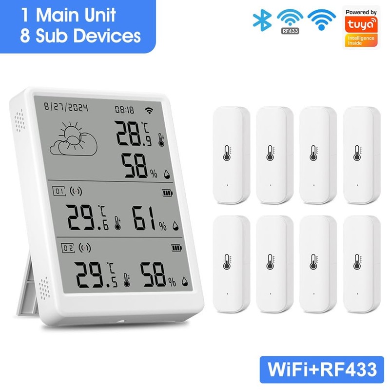 Peakloong Tuya WiFi Weather Station Digital Forecast Screen with8 WiFi+RF433