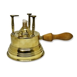 Elbaramony Al Bramony Brass Copper Turkish Greek Coffee Alcohol Burner Maker Table Top Tabletop with Wooden Handle Arabian Arabic Solid Large Size Hand Hammered Handmade Egypt Egyptian