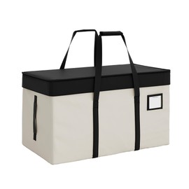 StorageWorks Extra Large Moving Bags with Lid, Heavy Duty Storage Packing Tote for Moving Supplies with Zippers & Reinforced Handles, Alternative to Moving Boxes, White and Black, 1 Pack