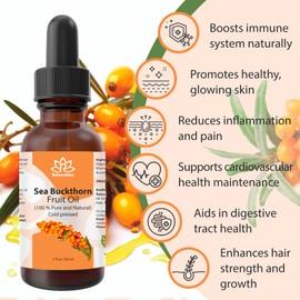 Relaxcation Sea Buckthorn Fruit Oil – Cold Pressed from Fruit Pulp, Pure Botanical Skincare for Face, Body & Hair, Lightweight Hydration, Rich in Omegas and Beta-Carotene (2 oz)