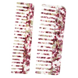 WOONEKY Marble Pattern Small Hair Comb Set 2pcs Detangling Wide Tooth Combs for Women and Men for Curly and Straight Hair Styling at Home or Travel