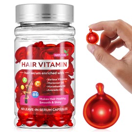 Haarpflege-Kapseln,Hair Vitamins Capsule,Haar Vitamine öl,Haarbehandlungsserum,Haarserum angereichert mit marokkanischem Öl,Macadamiaöl,Avocadoöl,Vitamine A C E,Hydratation,40 Leave-in-Kapsel