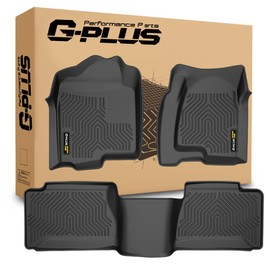 G-PLUS Floor Mats 3pcs Fit for Chevy Silverado GMC Sierra 1500 1999-2006 & 1500 Classic 2007, Fit Silverado Sierra 2500 2001-2004, 2WD 4WD Extended Cab TPE Floor Cargo Liners
