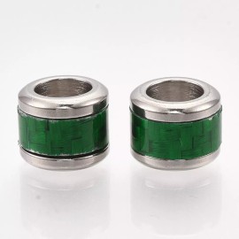 Unbranded 5pc 304 Stainless Steel Weave Column Beads – 10mm – Large Hole 6mm -Fit Paracord