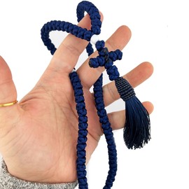 Needzo - 100 Knot Prayer Rope, Hand Made in Lebanon, Navy Blue, 15 Inches
