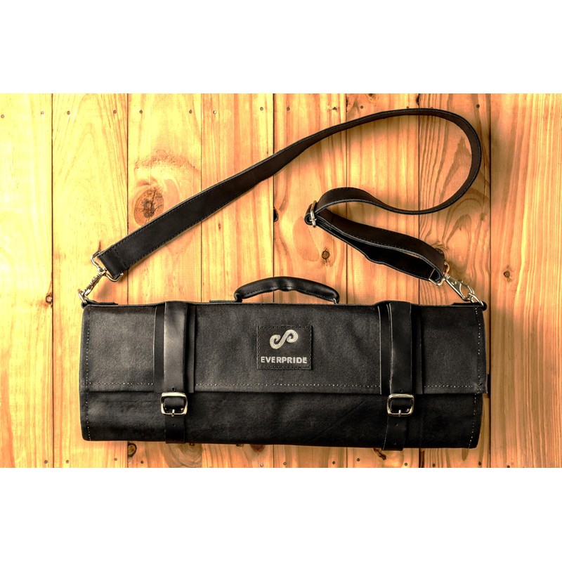 EVERPRIDE Waxed Canvas and Genuine Leather Trim Chef Knife Roll