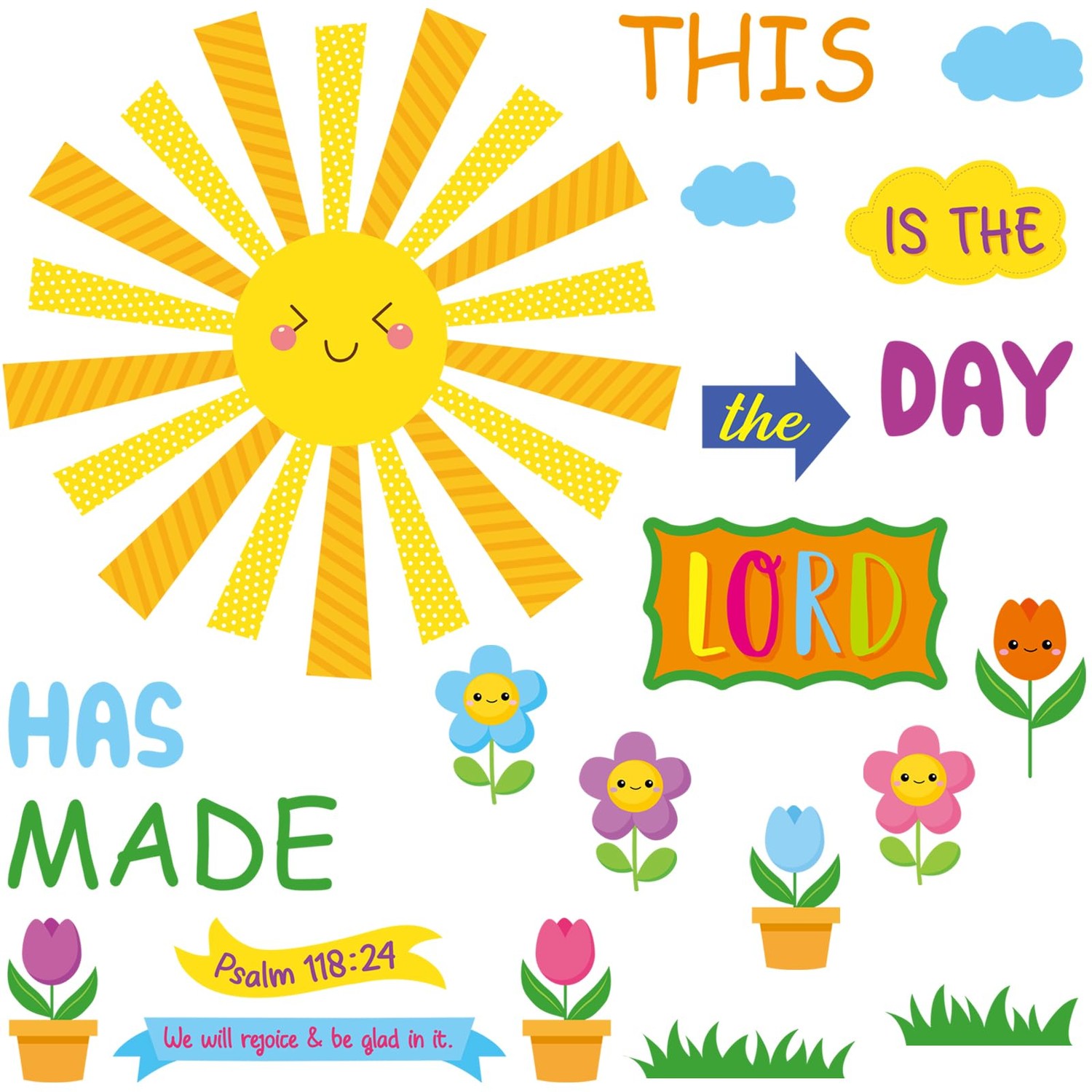 Fuyoooo 150 Pcs Religious Classroom Bulletin Board Sets Sunday School ...