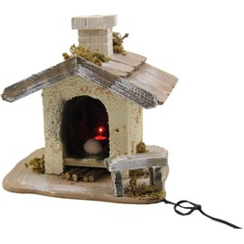FADEDA Baking house with light, height: 17 cm, hand-painted, detailed nativity scene figures, Christmas table decoration, nativity accessories