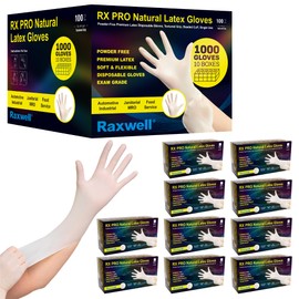 Disposable Latex Gloves 8.5 Mil, Powder-Free, Puncture Resistant & Super Soft, Medical & Food Safe, Heavy-Duty Examination Grade Rubber, Natural Color, High Tactile Sensitivity 1000 Count Medium