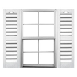 Mid America 00011455001 Standard Size Cathedral Top Center Mullion, Open Louver Vinyl Shutter, w/Installation Shutter-Lok's & Matching Screws (Per Pair), 001, 14 1/2"W x 55"H, White