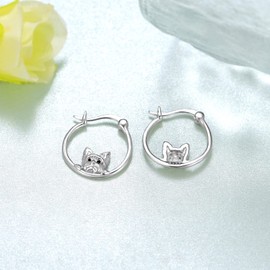 Dog Earrings Sterling Silver Yorkie/Schnauzer/Pug/Chihuahua/German Shepherd Hoop Earrings Animal Dog Jewelry for Women