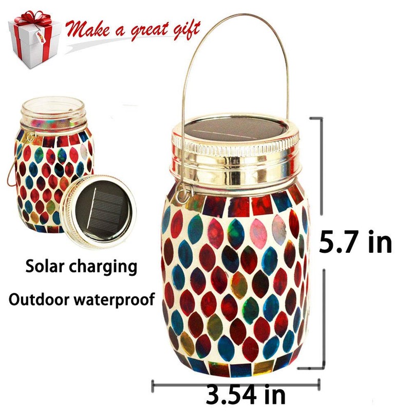 Mosaic Lights Outdoor Hanging Lanterns, Rechargeable Mosaic Solar Lanterns， Outdoor