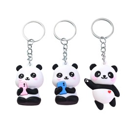Damaiyyy Schlüsselanhänger,Panda Keychain 3pcs Schlüsselanhänger Ring Mode Personality Keyring für Freundin Bag Charm/Weihnachten/Valentinstag/Geburtstagsgeschenk