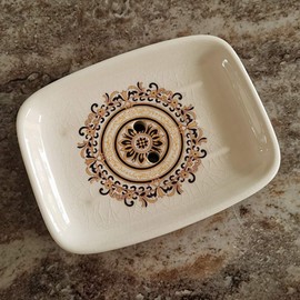 Kelake Ceramic Soap Dish, Ice Crack Ceramic French Sunflower Soap Dish Holder for Bathroom, Creative Porcelain Shower Soap Tray Box Bath Accessories with Two Drain Holes