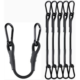 6 Inch Short Small Bungee Cords with Carabiner Hooks, 8 Pcs Black Mini UV Resistant Bungee Straps with Superior Elasticity Thai Latex, Great for Cargo, Bike, Kayak Boat, Luggage, etc