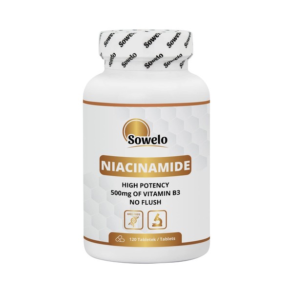 Sowelo Niacinamide - 500 mg I Vitamin B3 High Dose I Vitamin B3 Plays an Important Role in the Transformation of Food into Energy I Without Unwanted Additives I 120 Tablets
