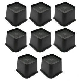 MYMULIKE Bed Risers 4 inch,6 inch, 8 inch, Oversized Furniture Risers, Support Up to 6000 Lbs, Lift 4 inch for Couch, Sofa, Table,Chair Black 8 Pack