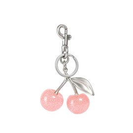 MINKARS Cherry Bag Charm, Cherry Keychain Accessory Purse Charm,Silver&Pink