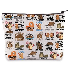 WZMPA Beaver Cosmetic Bag Beaver Lover Gifts are You Beaver Cause Dammm Zipper Bags Beaver Whisperer Gift (So Dam Tired)