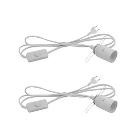CGEAMDY Pack of 2 Cable with Switch for Salt Lamp Socket E14, E14 with 1.8 m Cable Salt Lamp Socket, Cable Switch and E14 Socket for Salt Lamp Solation (White)