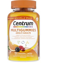 Centrum MultiGummies, Adult Multivitamin Multivitamins/Minerals Gummies for Men & Women, Cherry, Berry, and Orange Flavour, 150 Count (Packaging May Vary)